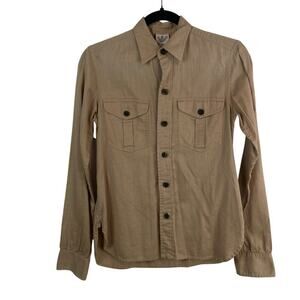 Double RL RRL Ralph Lauren Cotton Button Up Long Sleeve Utility Shirt Brown Sz 4